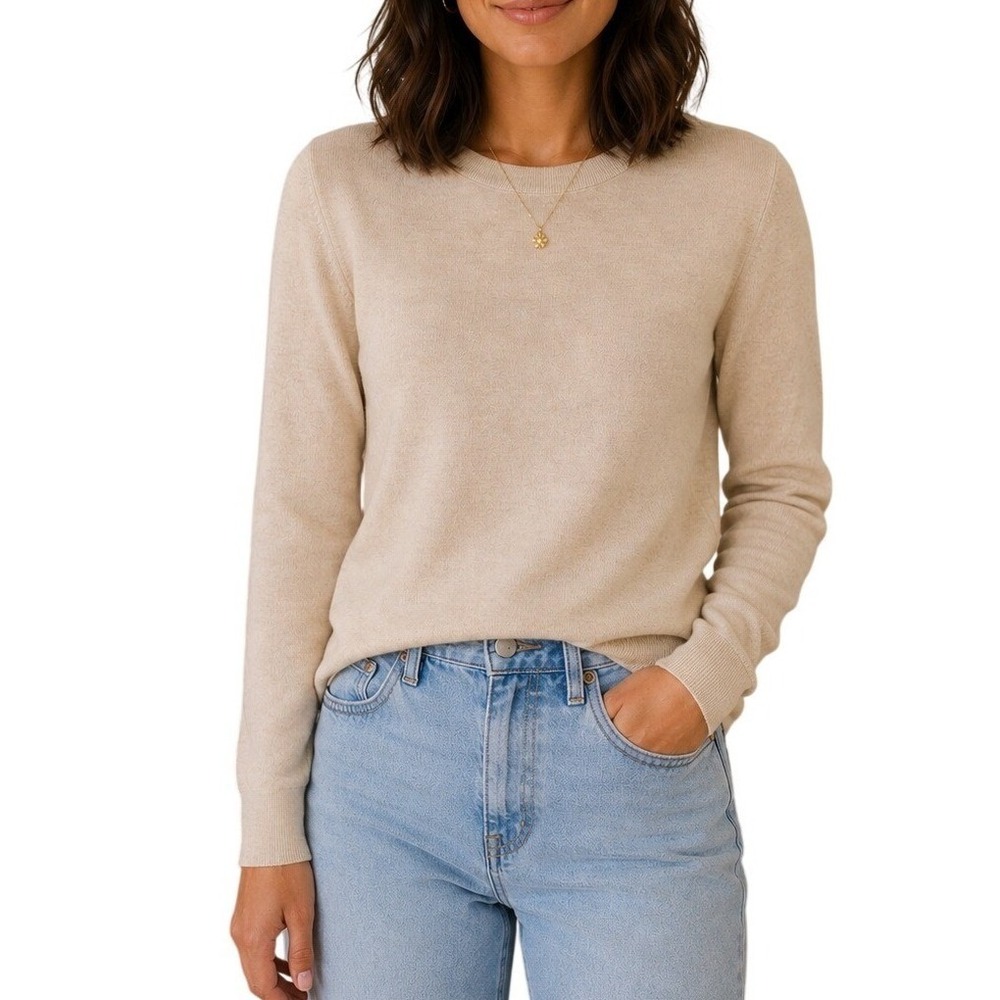 J.Crew Sweater Womens XS Beige Teddie Crewneck Long Sleeve Quiet Luxury NWT